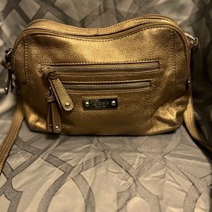 Small Metallic Gold Tignanello Crossbody Purse